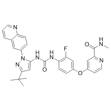 N-[3-叔丁基-1-(喹啉-6-基)-1H-吡唑-5-基]-N'-[2-氟-4-[(2-(甲基氨基甲酰基)吡啶-4-基)氧]苯基]脲