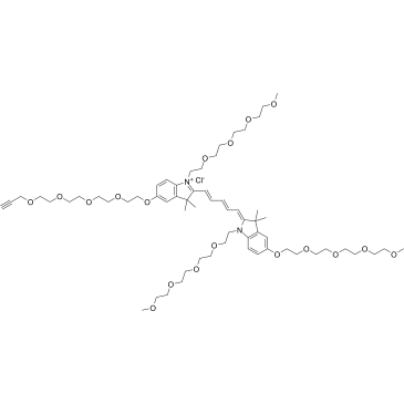 N-(m-PEG4)-N'-(m-PEG4)-O-(m-PEG4)-O'-(propargyl-PEG4)-Cy5