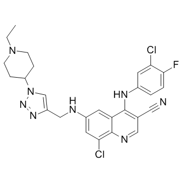 8-氯-4-[(3-氯-4-氟苯基)氨基]-6-[[[1-(1-乙基-4-哌啶)-1H-1,2,3-三唑-4-基]甲基]氨基]-3-喹啉甲腈
